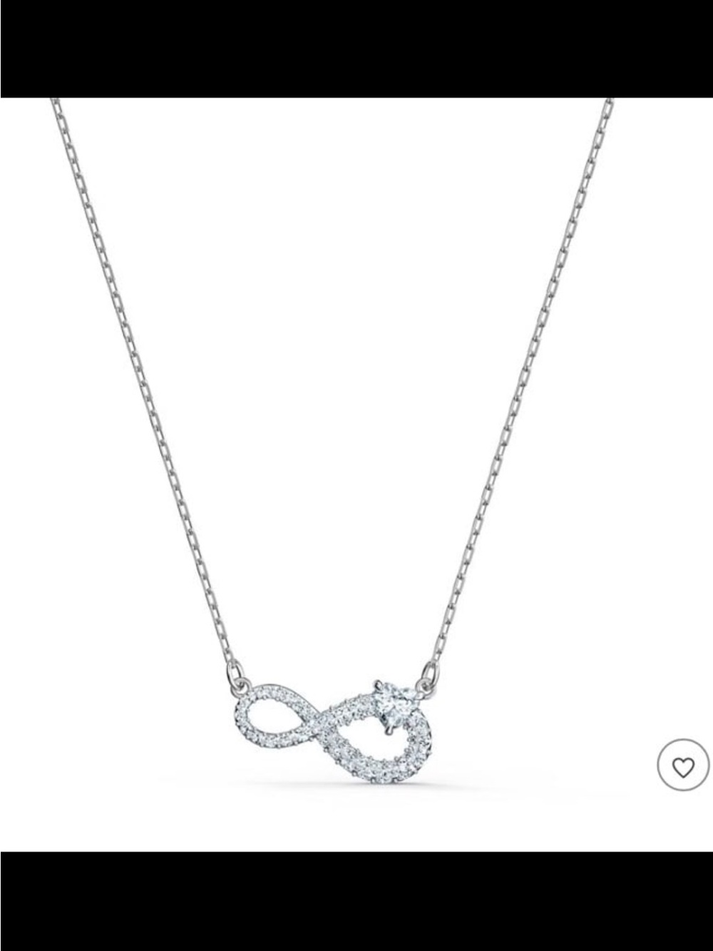 Swarovski Infinity Necklace - White - Rhodium Plated like new #1658